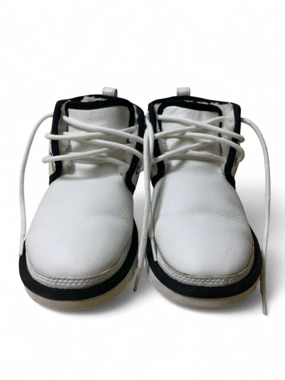 UGG Men’s White Leather Ankle Boots with Black Trim